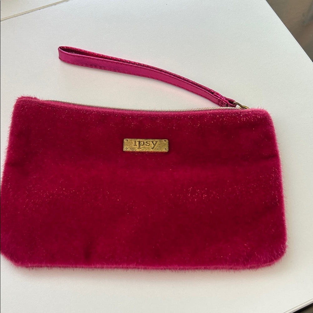 Ipsy Fuzzy Magenta Cosmetic Bag